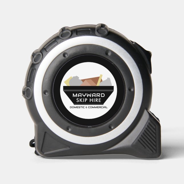 Black Rubbish Skip, Skip/Dumpster Company Tape Measure (Front)