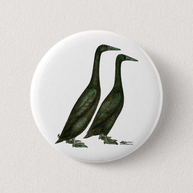 Black Runner Ducks Pinback Button (Front)