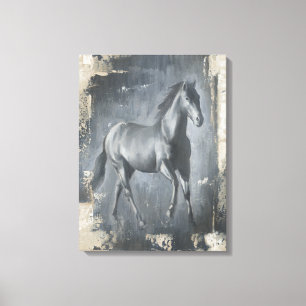 Black Running Stallion Canvas Print