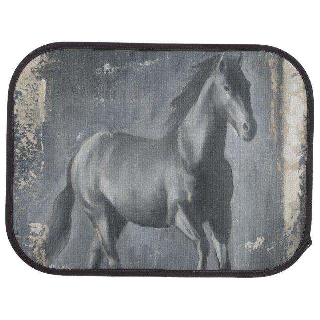 Black Running Stallion Car Floor Mat (Rear)