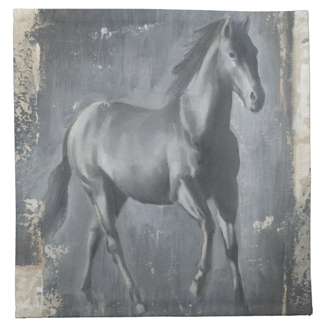Black Running Stallion Cloth Napkin (Front)