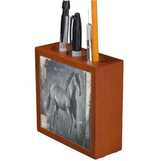 Black Running Stallion Desk Organizer (In Situ)