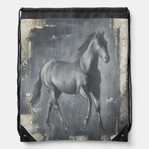 Black Running Stallion Drawstring Bag
