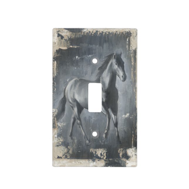 Black Running Stallion Light Switch Cover (Front)