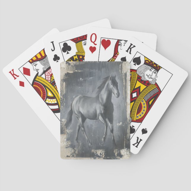 Black Running Stallion Poker Cards (Back)