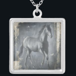 Black Running Stallion Silver Plated Necklace<br><div class="desc">This painting by Ethan Harper is captivating. He captured the beauty of the stallion associated with two simple colors: black and beige. This contemporary fine art print of a black running stallion will add character to any living room,  dining room or bedroom.</div>