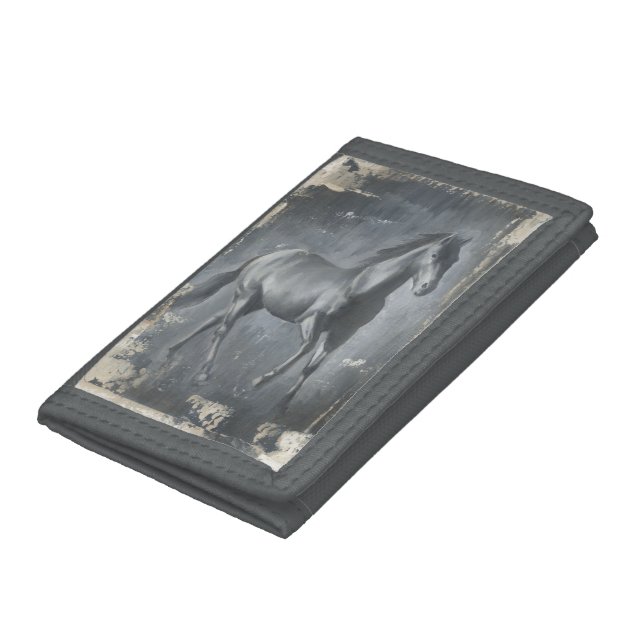Black Running Stallion Trifold Wallet (Bottom)