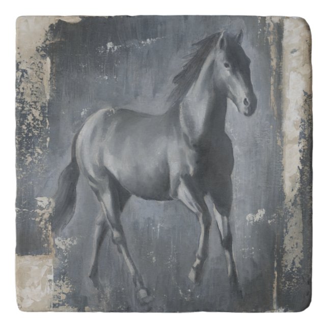 Black Running Stallion Trivet (Front)