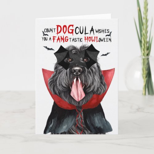 Black Russian Dog Funny Count DOGcula Halloween Holiday Card