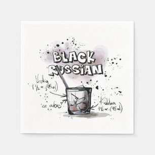 Black Russian Drink Recipe Cocktail Napkin