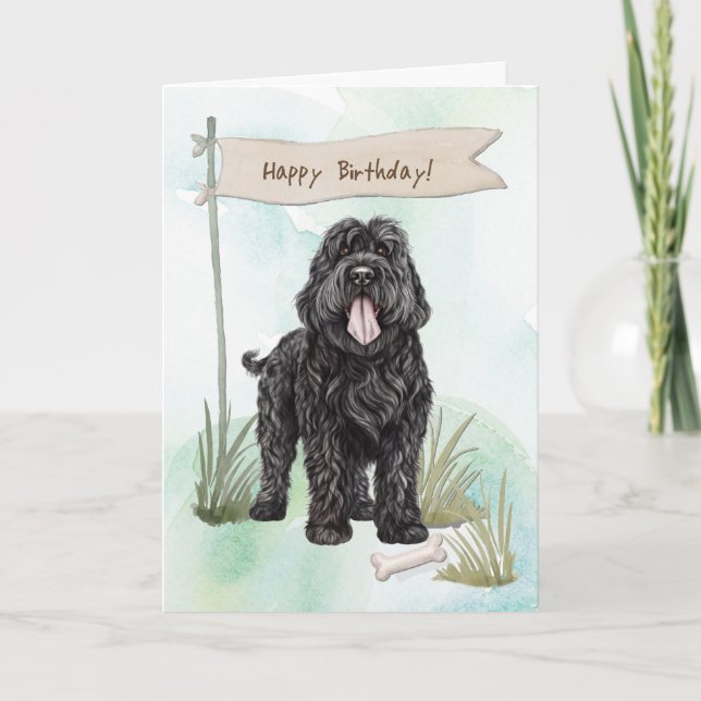 Black Russian Terrier Breed Under Birthday Sign Card (Front)