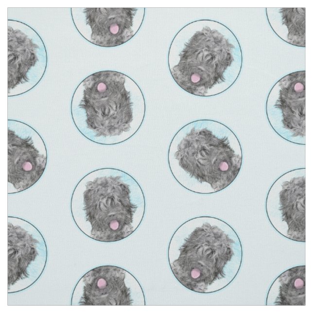 Black Russian Terrier BRT RBT Painting Pet Dog Art Fabric (Swatch)