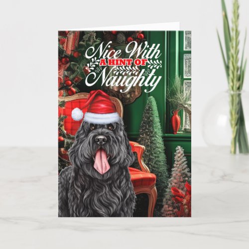 Black Russian Terrier Christmas Dog Naughty Nice Holiday Card