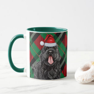 Black Russian Terrier Dog Green Red Holiday Plaid Mug