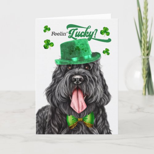Black Russian Terrier Dog Lucky St Patricks Day Holiday Card