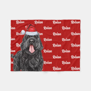 Black Russian Terrier Dog Name Christmas Holiday Fleece Blanket