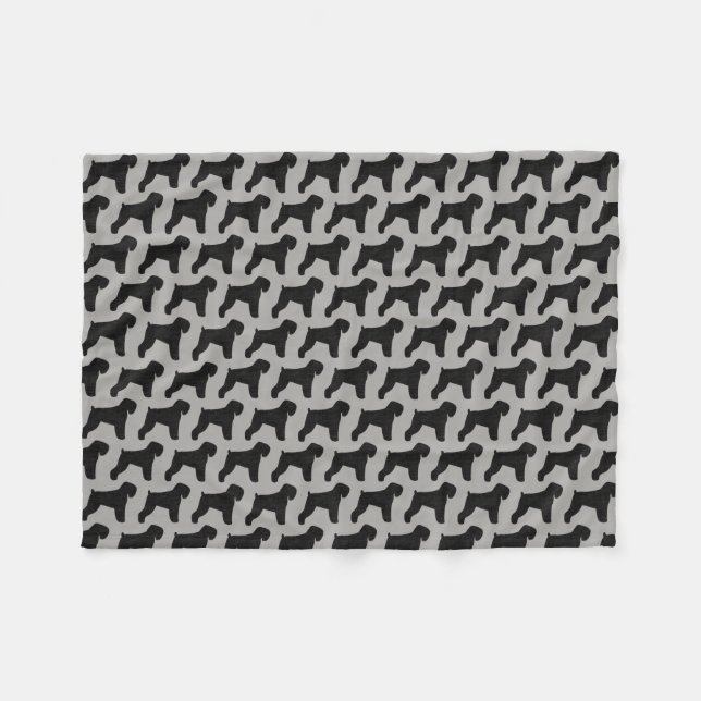 Black Russian Terrier Dog Silhouettes Pattern Fleece Blanket (Front (Horizontal))