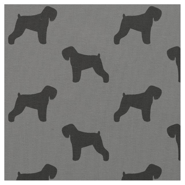 Black Russian Terrier Dog Silhouettes Patterned Fabric (Close Up)
