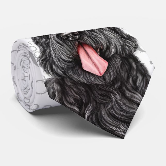 Black Russian Terrier Dog Woof Christmas Pet Lover Neck Tie (Rolled)