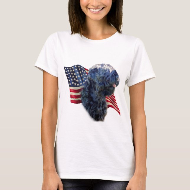 Black Russian Terrier Flag T-Shirt (Front)