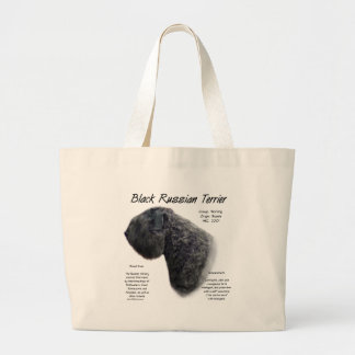 Black Russian Terrier History Design Large Tote Bag