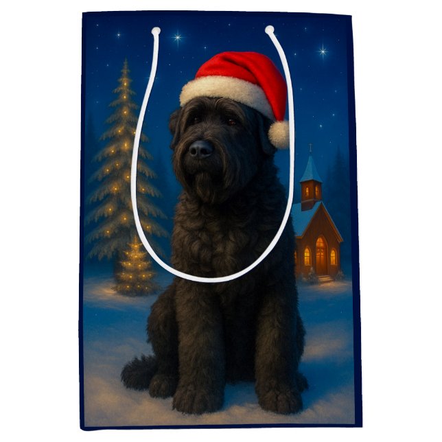 Black Russian Terrier Holiday  Medium Gift Bag (Front)