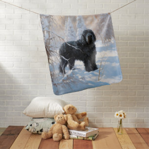 Black Russian Terrier Let It Snow Christmas  Baby Blanket