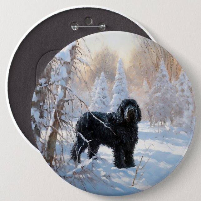 Black Russian Terrier Let It Snow Christmas  Button (Front & Back)