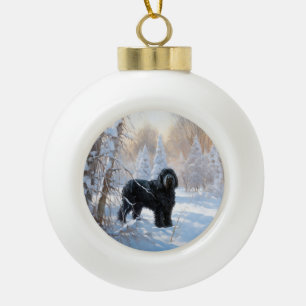 Black Russian Terrier Let It Snow Christmas  Ceramic Ball Christmas Ornament