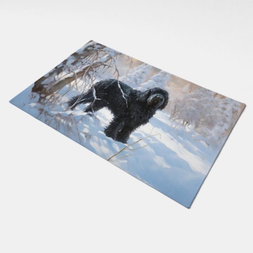 Black Russian Terrier Let It Snow Christmas  Doormat