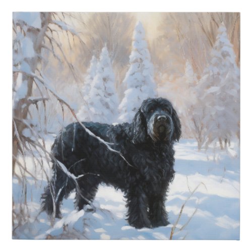 Black Russian Terrier Let It Snow Christmas  Faux Canvas Print