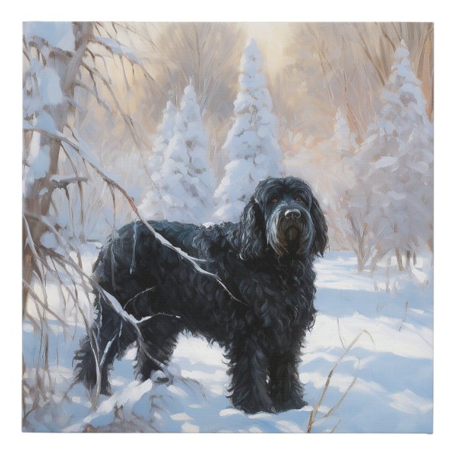 Black Russian Terrier Let It Snow Christmas  Faux Canvas Print (Front)
