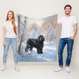 Black Russian Terrier Let It Snow Christmas  Fleece Blanket