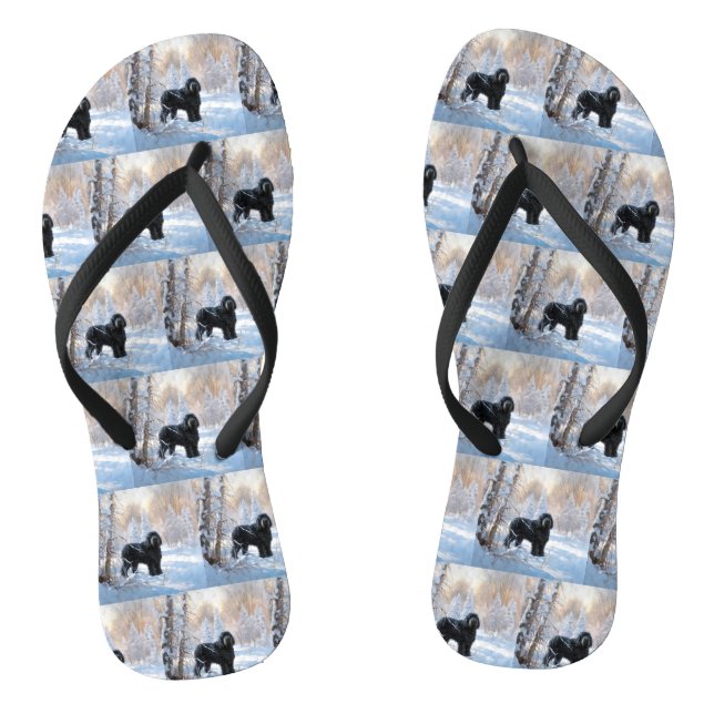Black Russian Terrier Let It Snow Christmas  Flip Flops (Footbed)