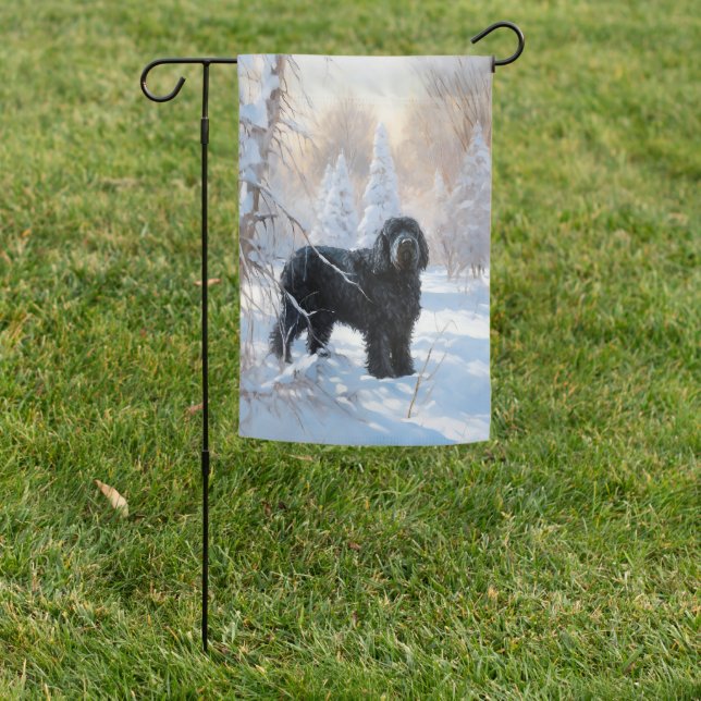 Black Russian Terrier Let It Snow Christmas  Garden Flag (In SItu)