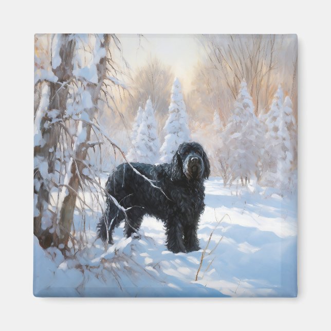 Black Russian Terrier Let It Snow Christmas  Magnet (Front)