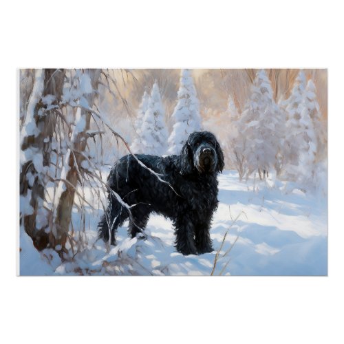 Black Russian Terrier Let It Snow Christmas  Poster