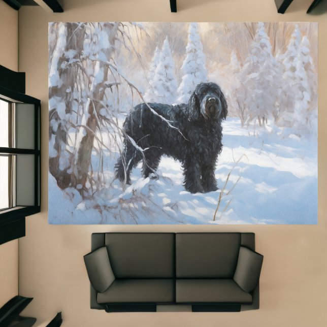 Black Russian Terrier Let It Snow Christmas Rug (Insitu (Indoor 1))