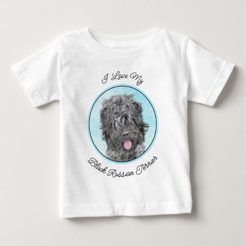 Black Russian Terrier Painting _ Cute Original Dog Baby T_Shirt