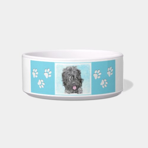Black Russian Terrier Painting _ Cute Original Dog Bowl