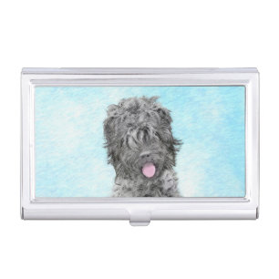 Black Russian Terrier Painting - Cute Original Dog Business Card Case