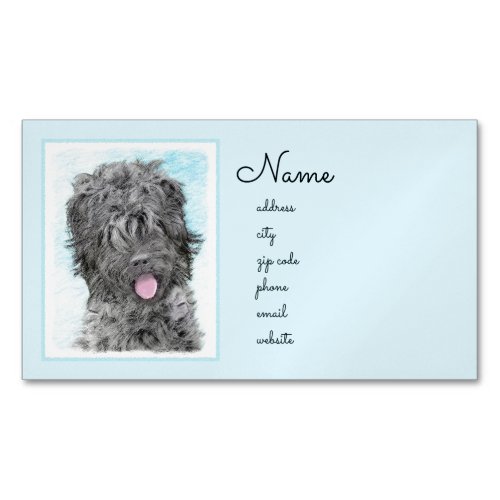Black Russian Terrier Painting _ Cute Original Dog Business Card Magnet