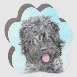 Black Russian Terrier Painting - Cute Original Dog Car Magnet