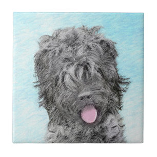 Black Russian Terrier Painting - Cute Original Dog Ceramic Tile