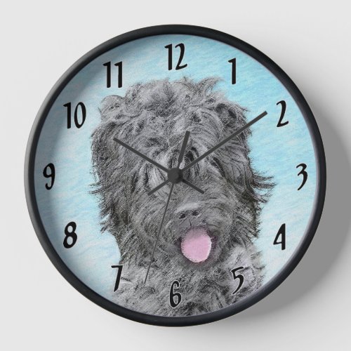 Black Russian Terrier Painting _ Cute Original Dog Clock