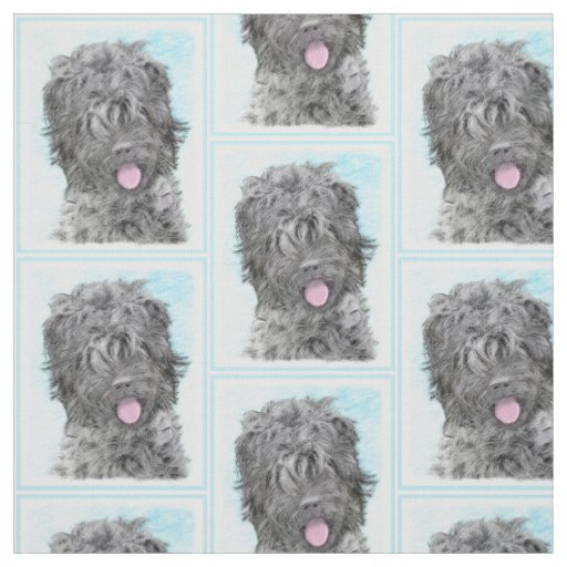 Black Russian Terrier Painting - Cute Original Dog Fabric