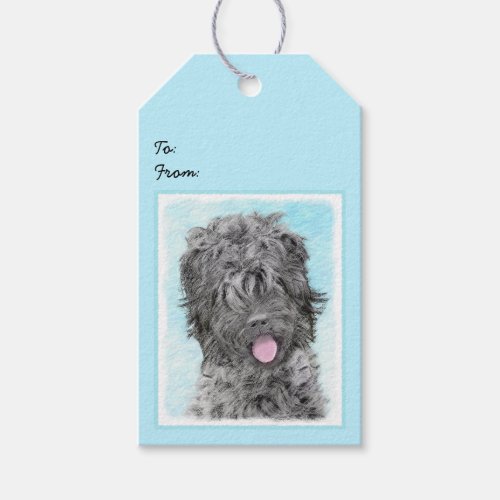 Black Russian Terrier Painting _ Cute Original Dog Gift Tags