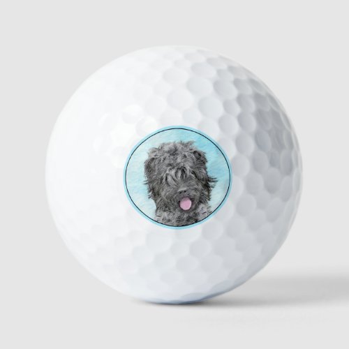 Black Russian Terrier Painting _ Cute Original Dog Golf Balls