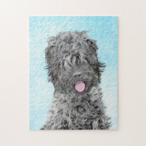 Black Russian Terrier Painting _ Cute Original Dog Jigsaw Puzzle