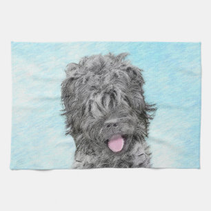 Black Russian Terrier Painting - Cute Original Dog Kitchen Towel